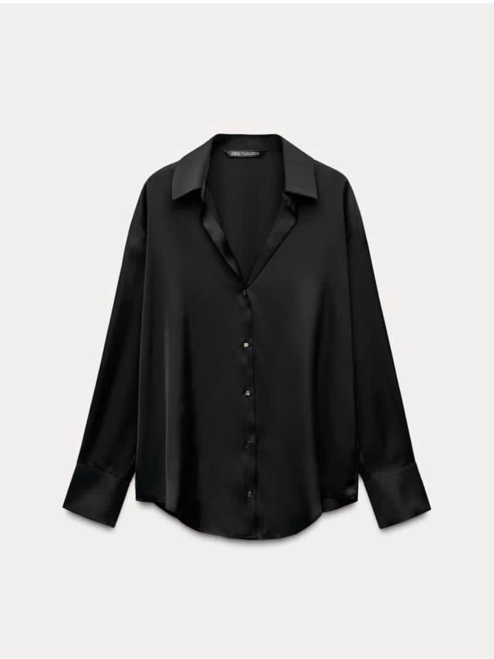 Zara Satin Button-Down Shirt - Black